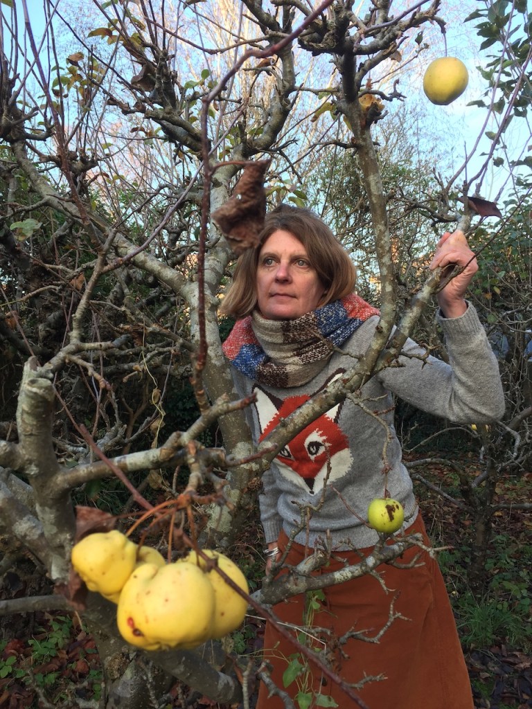 Louise in Dad's orchard